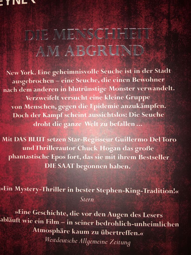 Das Blut - Chuck Hogan (Heyne Bücher - Paperback) book collectible [Barcode 9783453527324] - Main Image 2