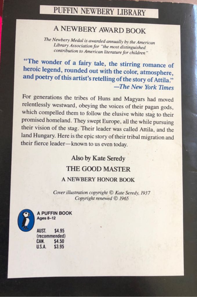 The White Stag - Seredy, Kate (A Puffin Book) book collectible - Main Image 2