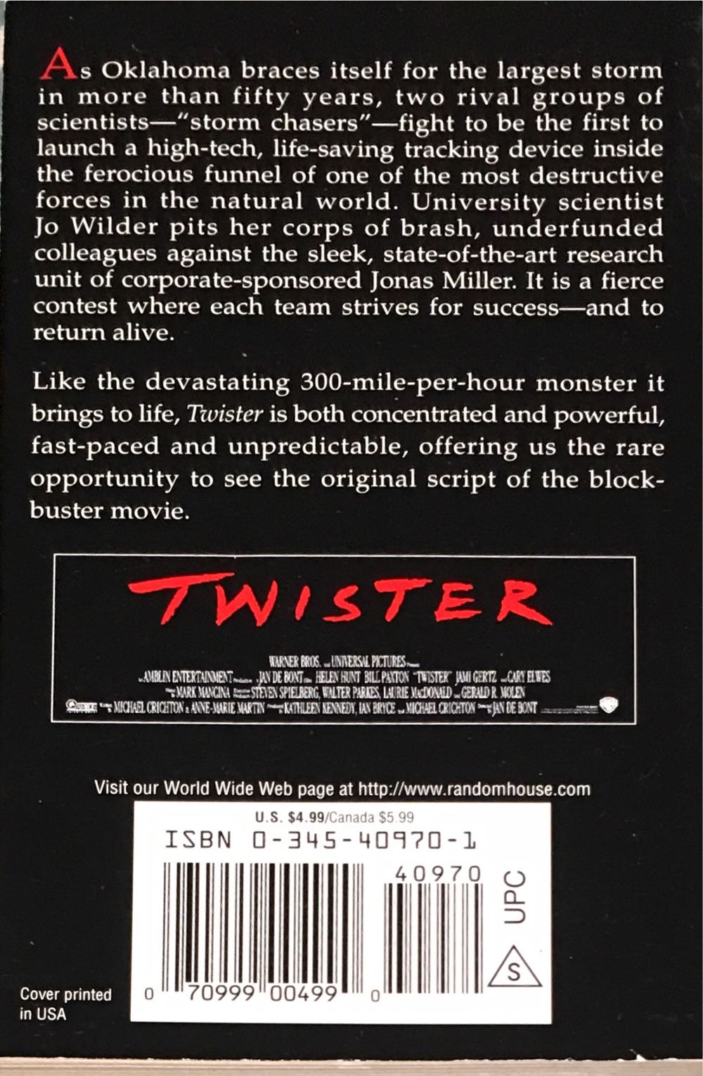 Twister - Michael Crichton (Ballantine Books - Paperback) book collectible [Barcode 9780345409706] - Main Image 2