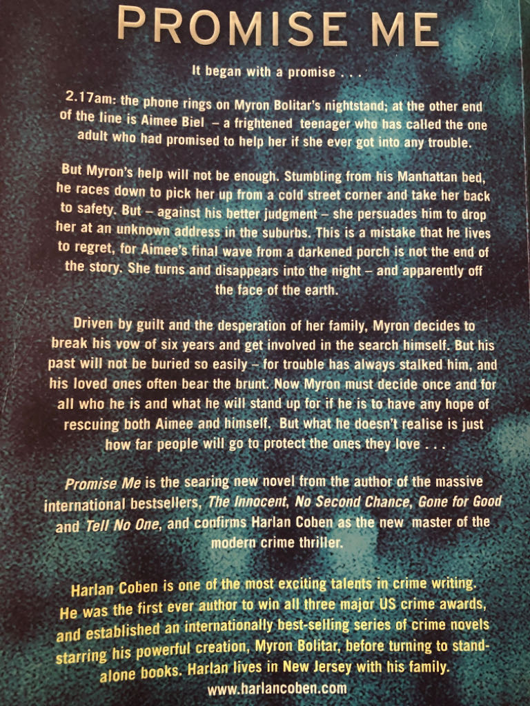 Promise Me - Harlan Coben (Orion Books - Trade Paperback) book collectible [Barcode 9780752874401] - Main Image 2