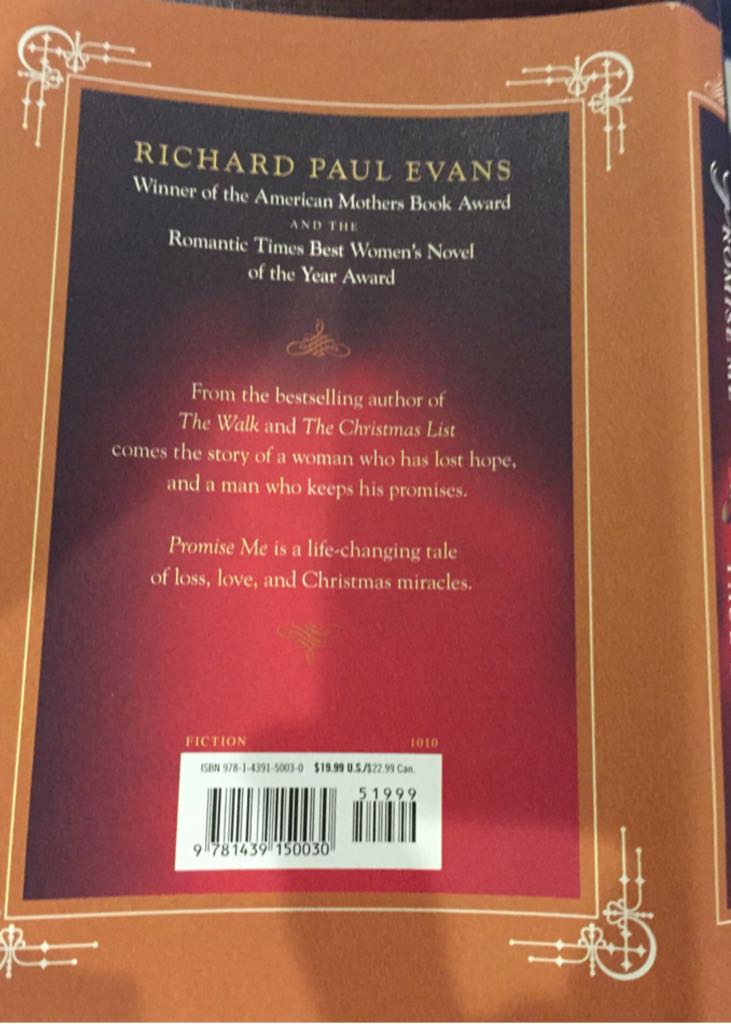 Promise Me - Richard Paul Evans (Simon & Schuster - Hardcover) book collectible [Barcode 9781439150030] - Main Image 2