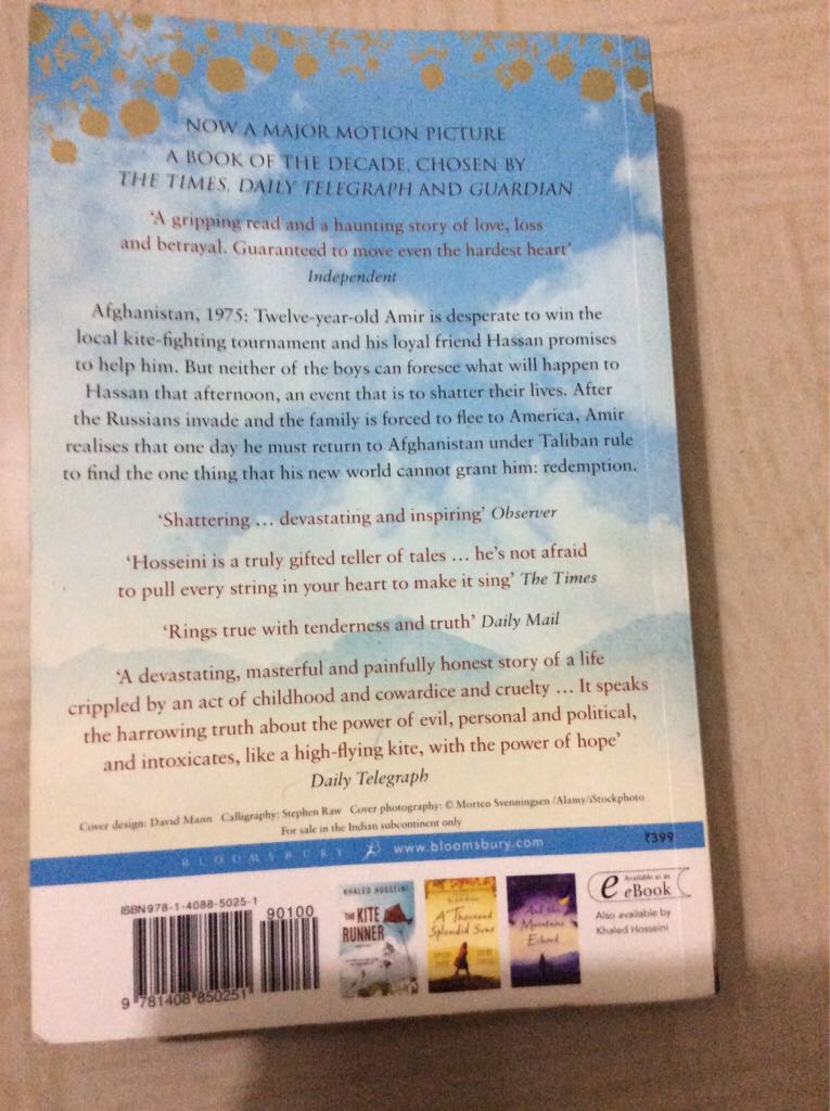 The Kite Runner - Khaled Hosseini (Bloomsbury) book collectible [Barcode 9781408850251] - Main Image 2