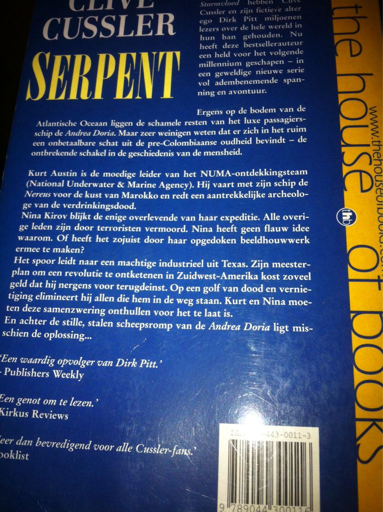 Serpent - Clive Cussler book collectible [Barcode 9789044300116] - Main Image 2
