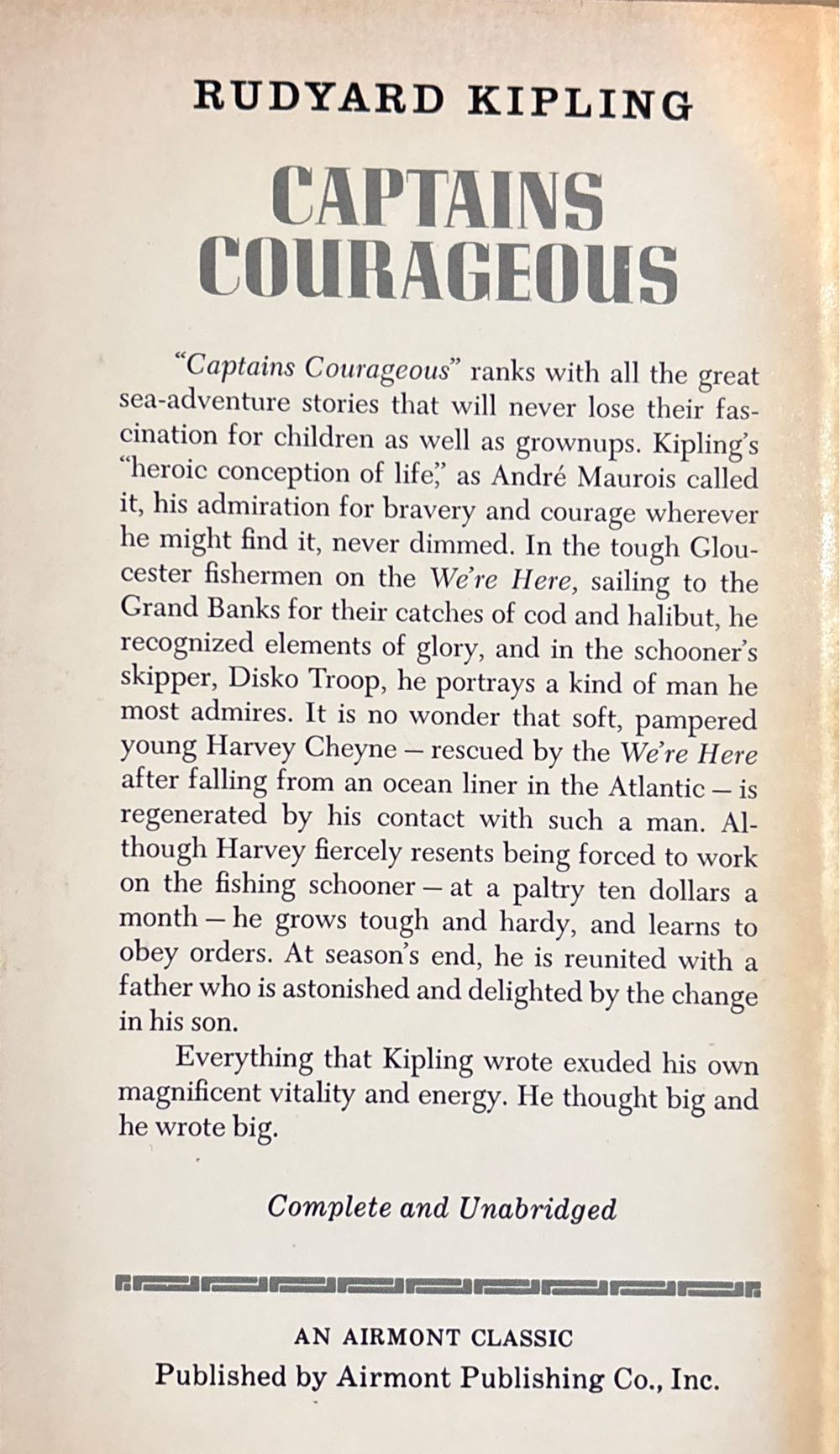 Captains Courageous - Rudyard Kipling (Airmont Classic Series - Paperback) book collectible - Main Image 2