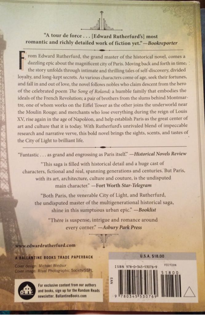 Paris - Edward Rutherfurd (Ballentine Books - Paperback) book collectible [Barcode 9780345530769] - Main Image 2