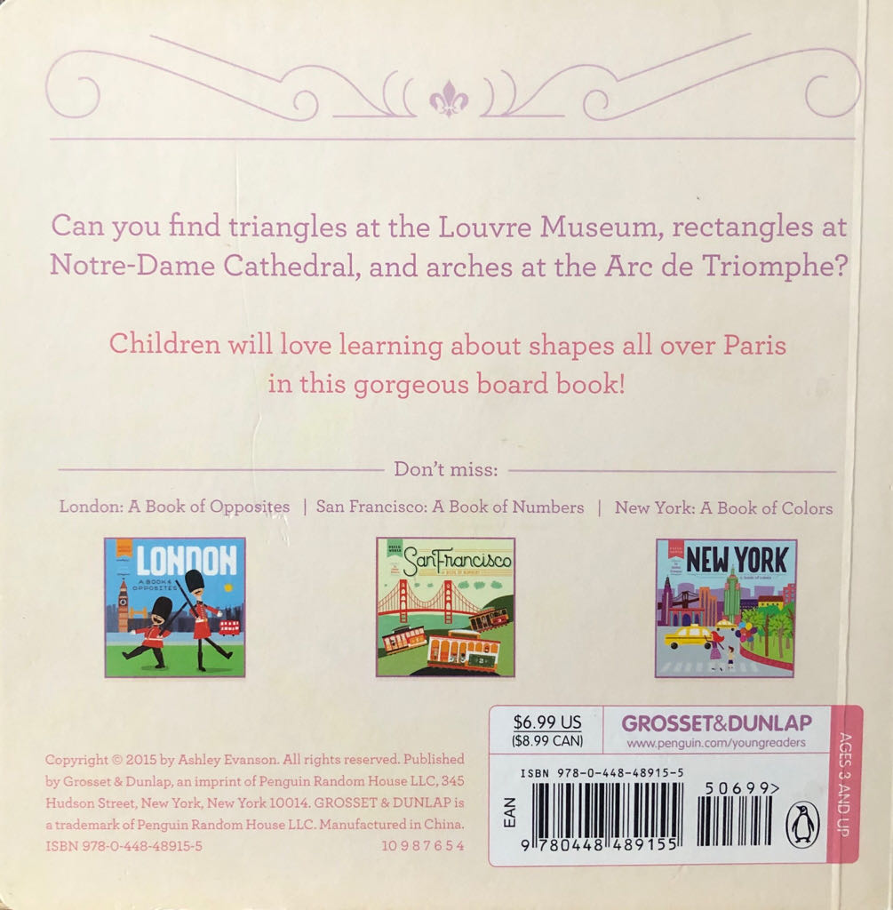 Paris: A Book Of Shapes - Ashley Evanson (Grosset & Dunlap - Hardcover) book collectible [Barcode 9780448489155] - Main Image 2