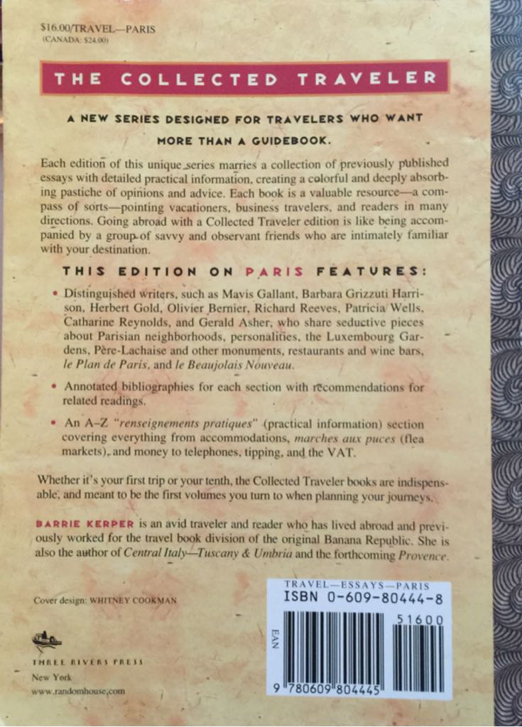 Paris - Barrie Kerper (Three Rivers Press - Paperback) book collectible [Barcode 9780609804445] - Main Image 2
