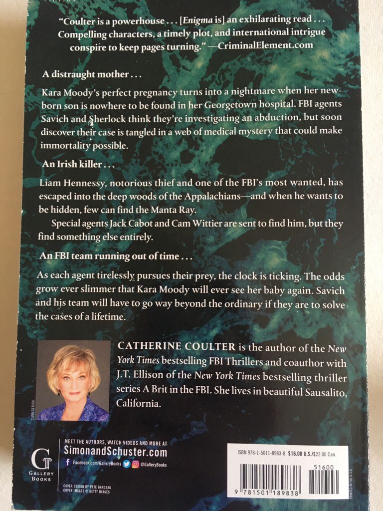 Enigma - Catherine Coulter (Gallery Books - Paperback) book collectible [Barcode 9781501189838] - Main Image 2