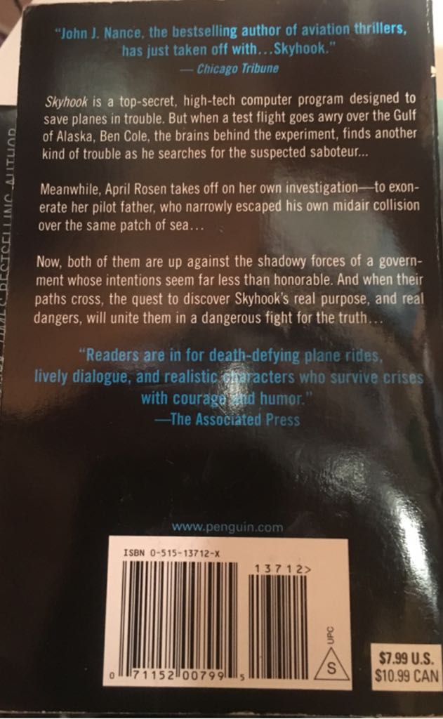 Skyhook - John J. Nance (Jove Fiction - Paperback) book collectible [Barcode 9780515137125] - Main Image 2
