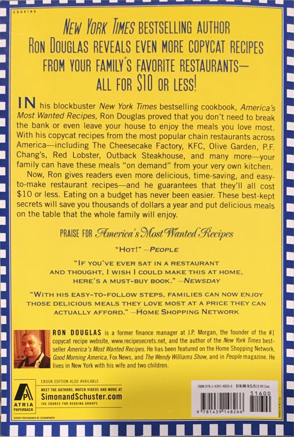 * Cookbook: America’s Most Wanted Recipes: 2 (More Of) - Ron Douglas (Atria Paperback - Trade Paperback) book collectible [Barcode 9781439148266] - Main Image 2