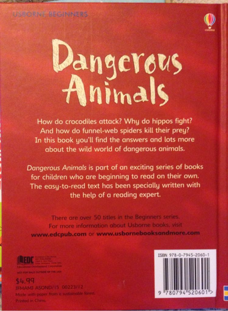Dangerous Animals - Rebecca Gilpin (Usborne Pub Limited - Hardcover) book collectible [Barcode 9780794520601] - Main Image 2