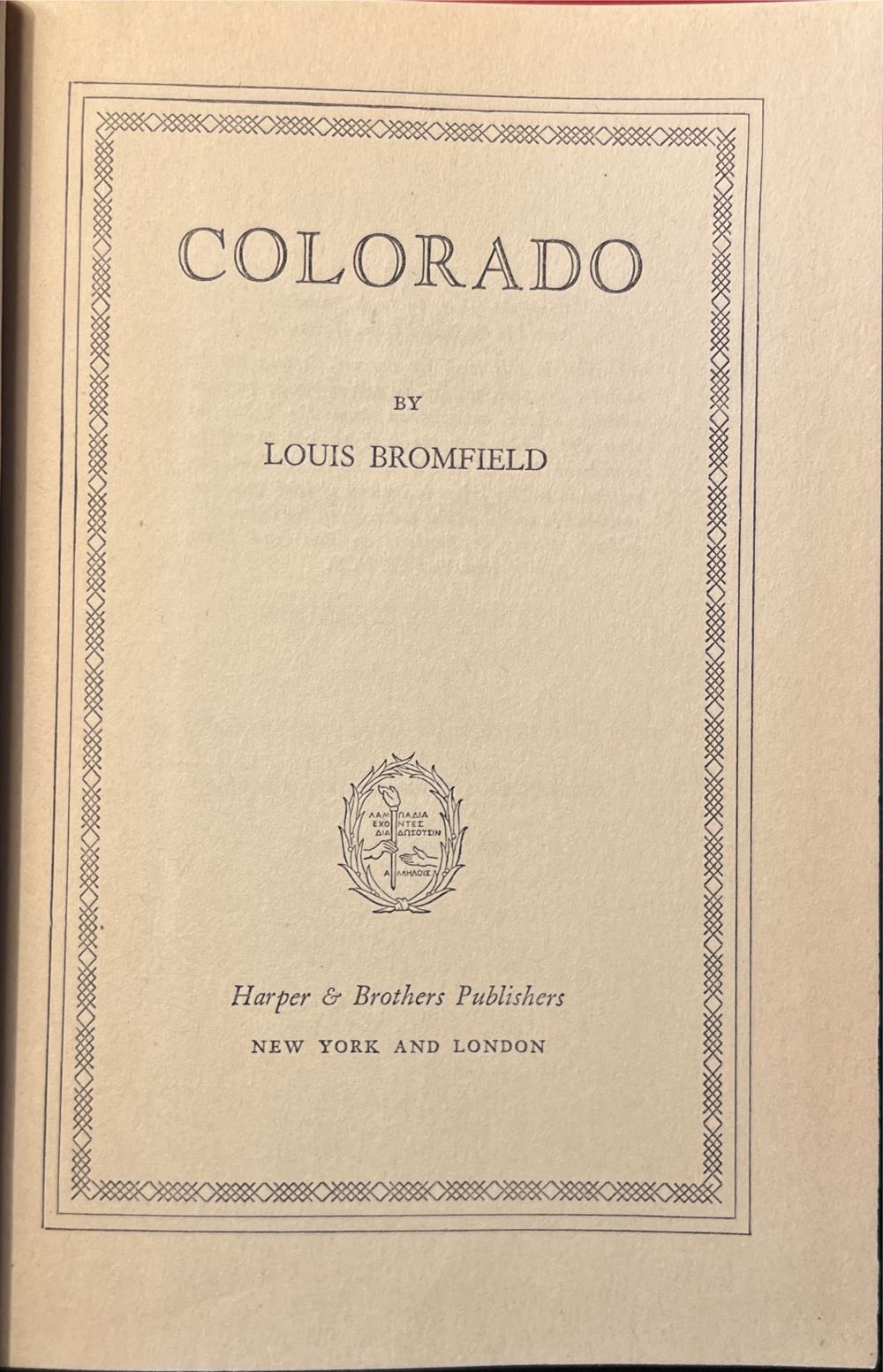 Colorado - Louis Bromfield (Harper And Brothers Publishers - Hardcover) book collectible - Main Image 3