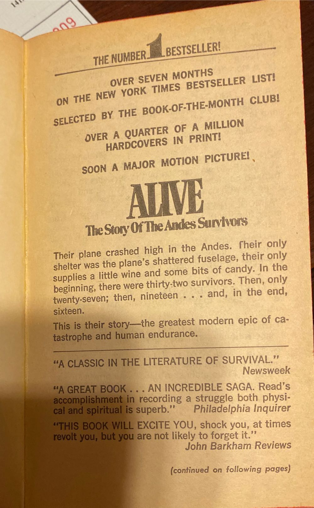 Alive - Piers Paul Read (Avon Books - Paperback) book collectible [Barcode 9780380003211] - Main Image 2