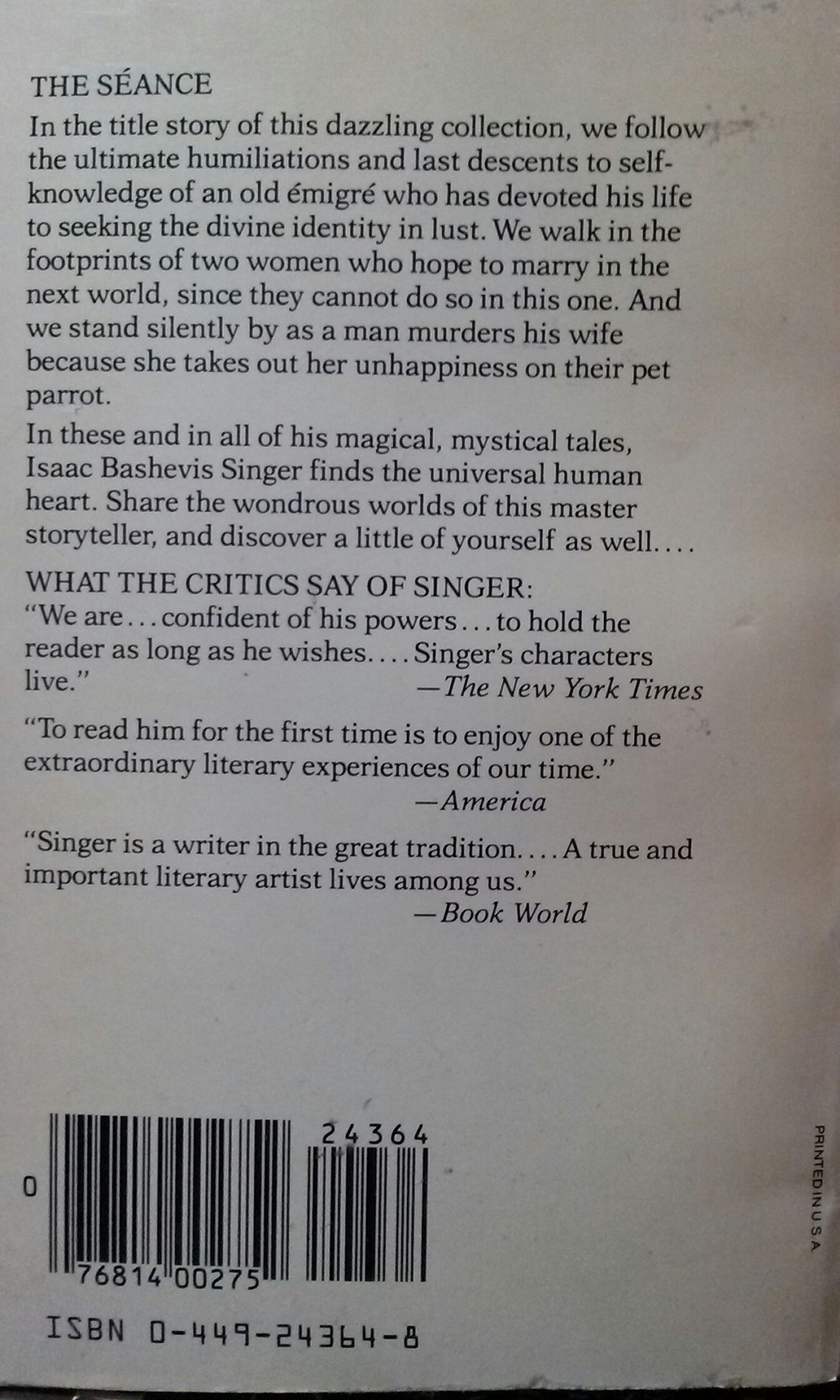 The Seance - Isaac Bashevis Singer (Fawcett Books) book collectible [Barcode 9780449243640] - Main Image 2