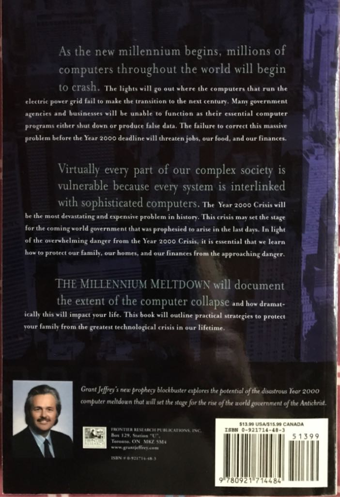 The Millennium Meltdown: 2000 Y2K - Grant R. Jeffrey (Frontier Research Publications, Inc. - Paperback) book collectible [Barcode 9780921714484] - Main Image 2