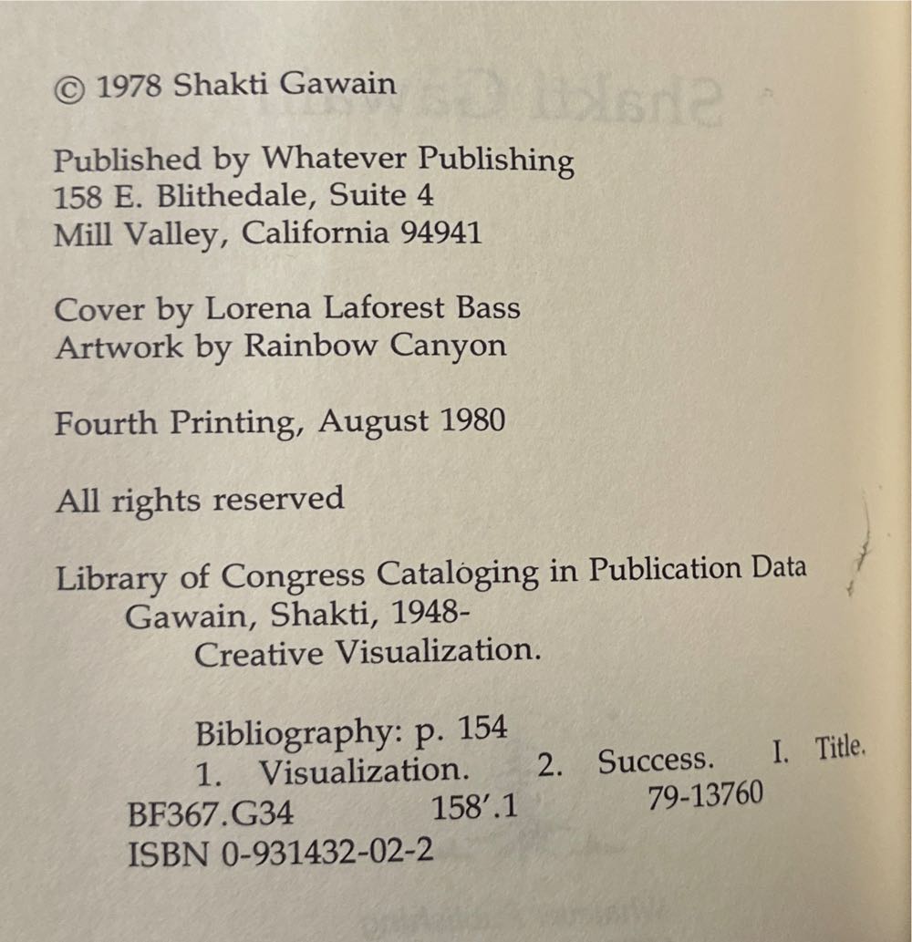 Creative Visualization - Shakti Gawain (Whatever Pub. - Paperback) book collectible [Barcode 9780931432026] - Main Image 4