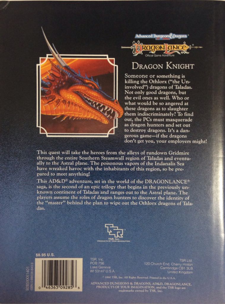 Dragon Knight  (TSR - Paperback) book collectible [Barcode 9780880388436] - Main Image 2