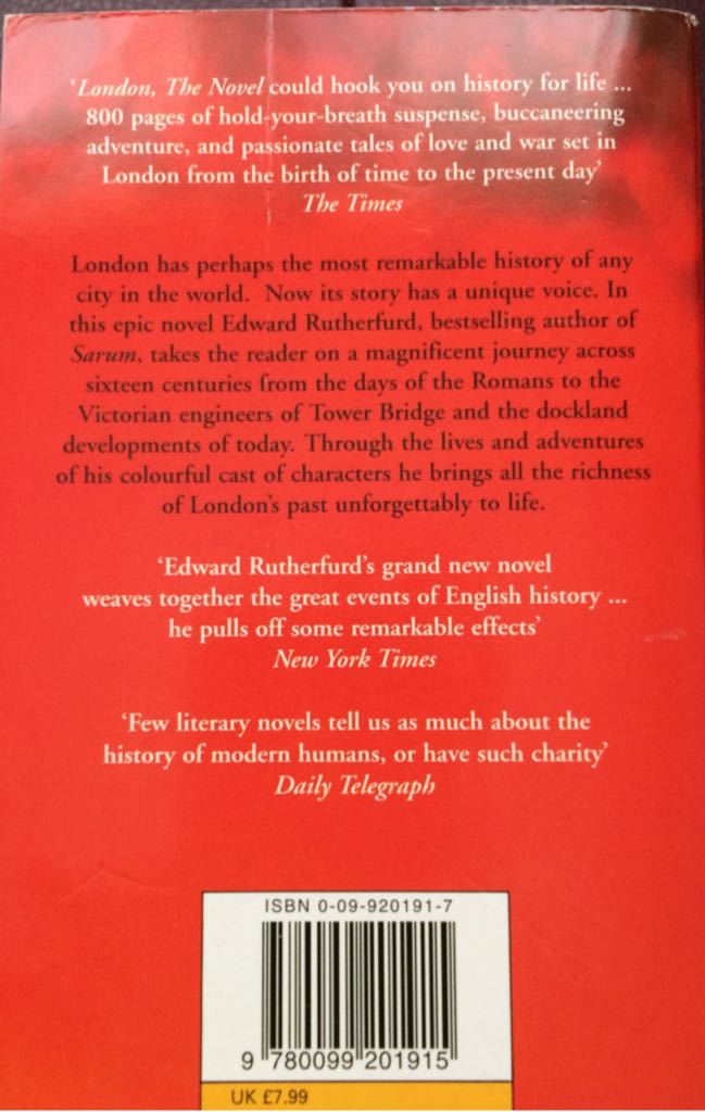 London: The Novel - Edward Rutherford (- Paperback) book collectible [Barcode 9780099201915] - Main Image 2