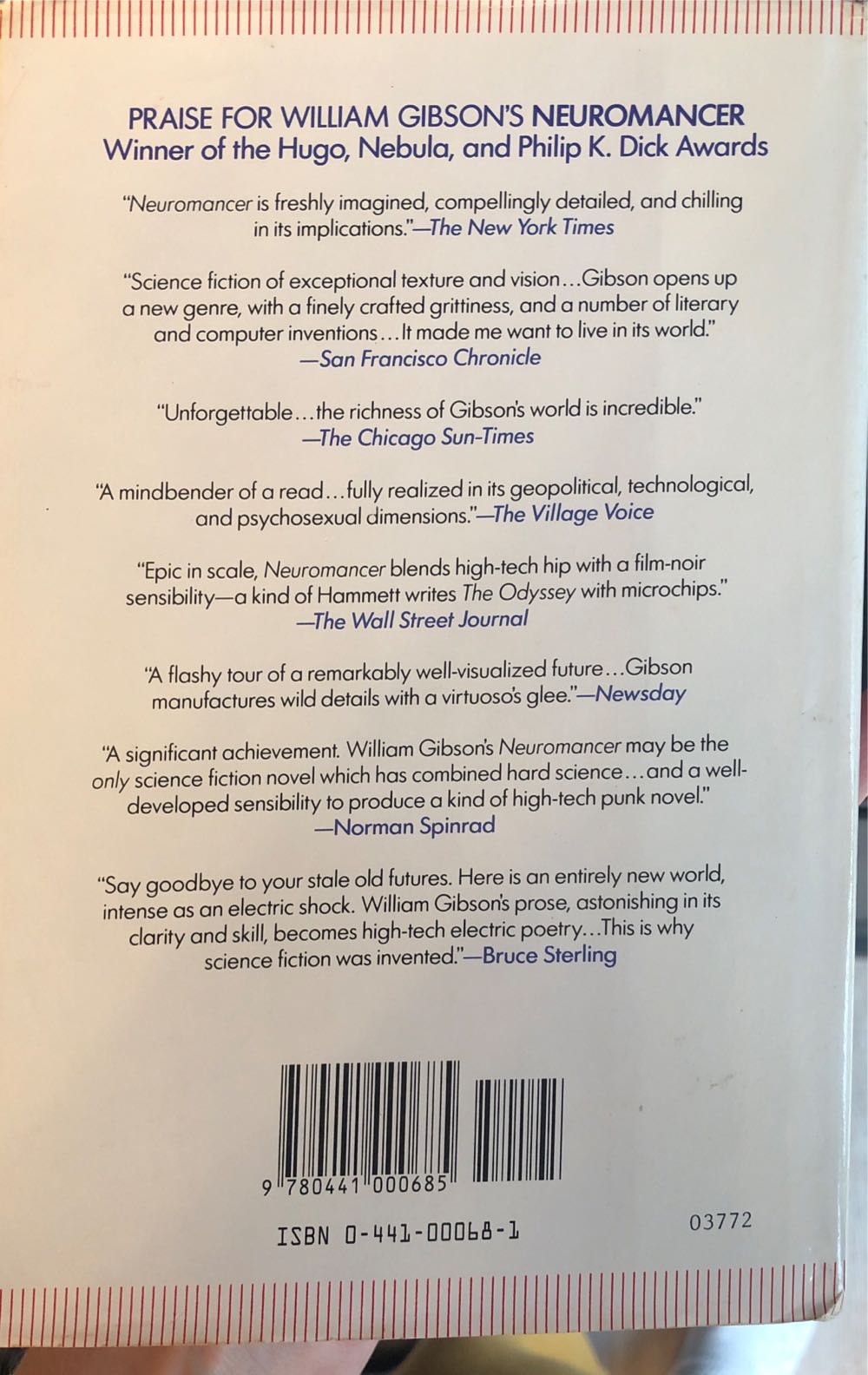 Neuromancer - William Gibson (Ace Books - Hardcover) book collectible [Barcode 9780441000685] - Main Image 2