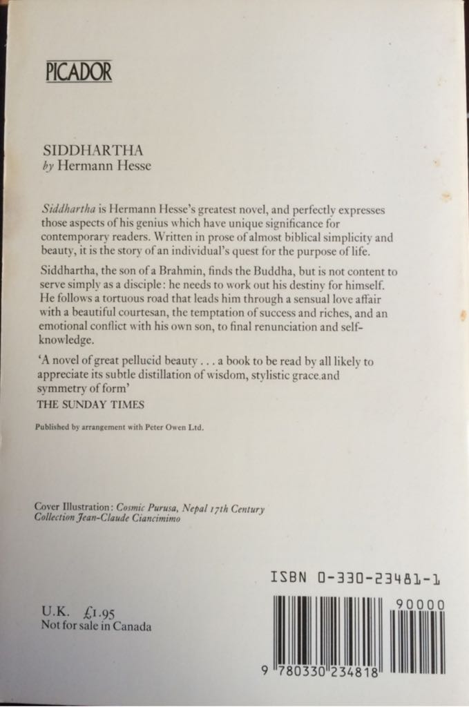 Siddhartha - Hesse, Hermann (Adelphi - Trade Paperback) book collectible [Barcode 9780330234818] - Main Image 2