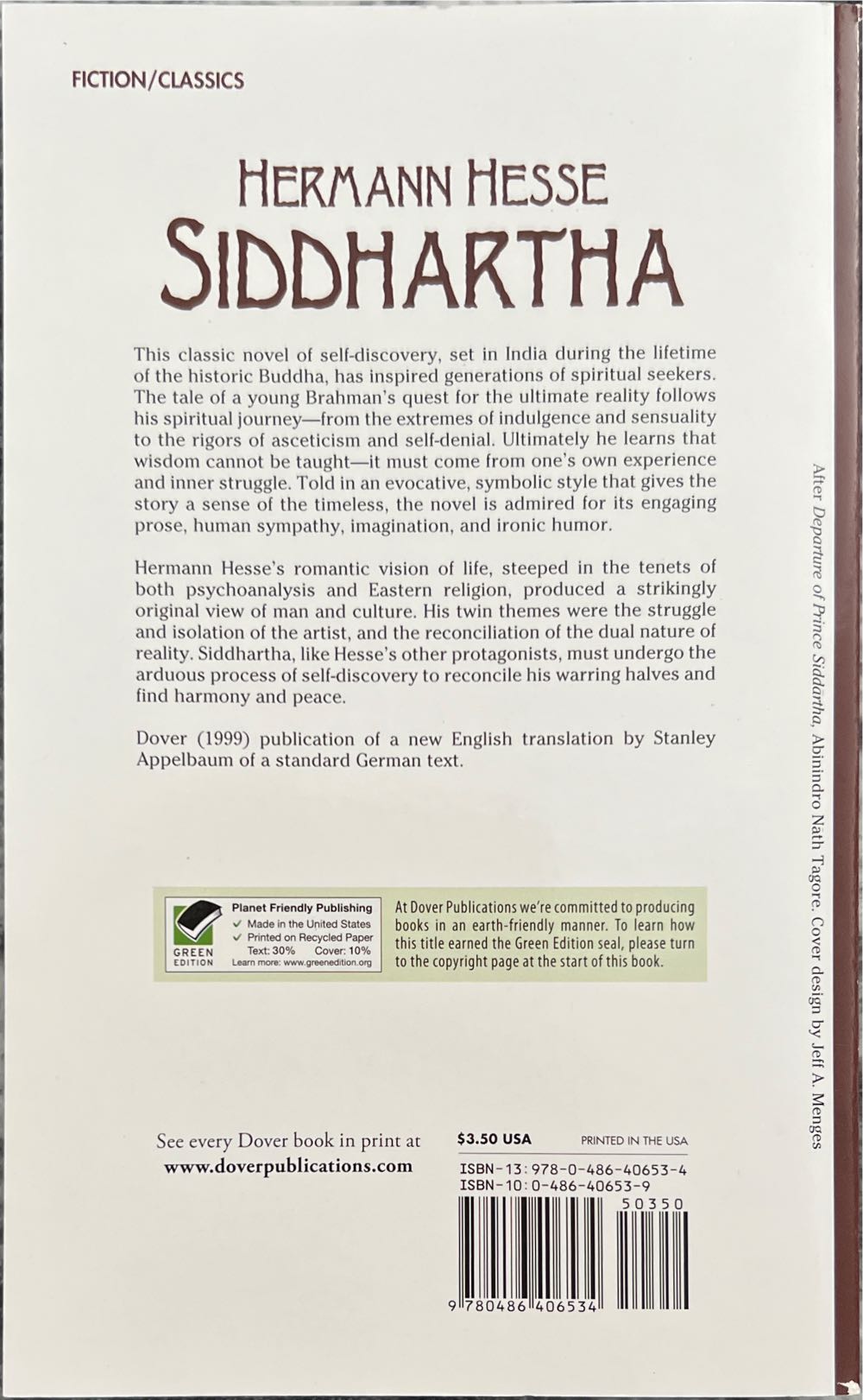 Siddhartha - Hermann Hesse (Dover Publications - Paperback) book collectible [Barcode 9780486406534] - Main Image 2