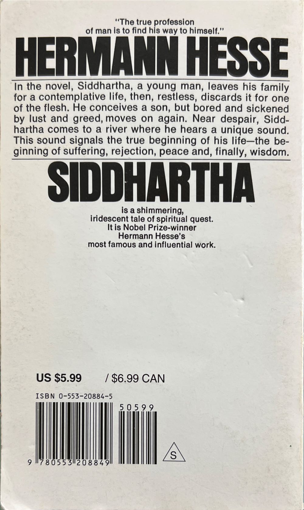 Siddhartha - Hermann Hesse (Bantam Books - Paperback) book collectible [Barcode 9780553208849] - Main Image 2