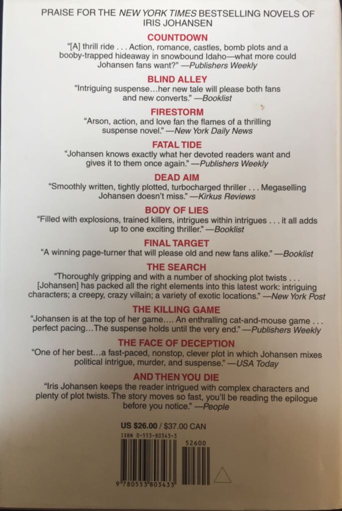 On The Run - Iris Johansen (Bantam - Hardcover) book collectible [Barcode 9780553803433] - Main Image 2