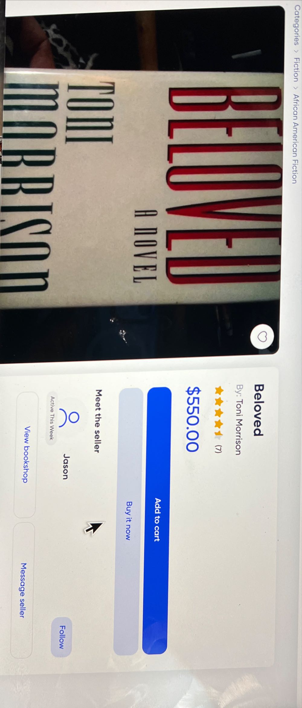 Beloved - Toni Morrison (Alfred a Knopf Inc - Hardcover) book collectible [Barcode 9780394535975] - Main Image 4