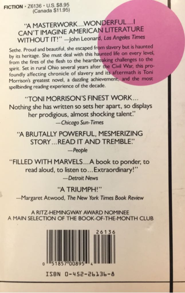 Beloved - Toni Morrison (The New American Library of Canada Limited - Paperback) book collectible [Barcode 9780452261365] - Main Image 2