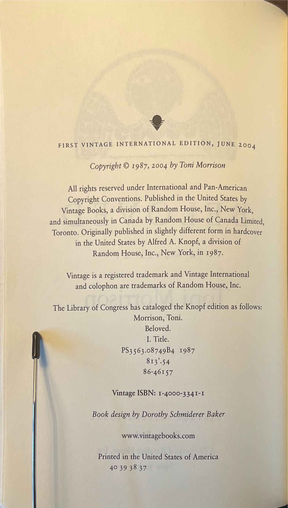 Beloved - Toni Morrison (Vintage International - Paperback) book collectible [Barcode 9781400033416] - Main Image 4