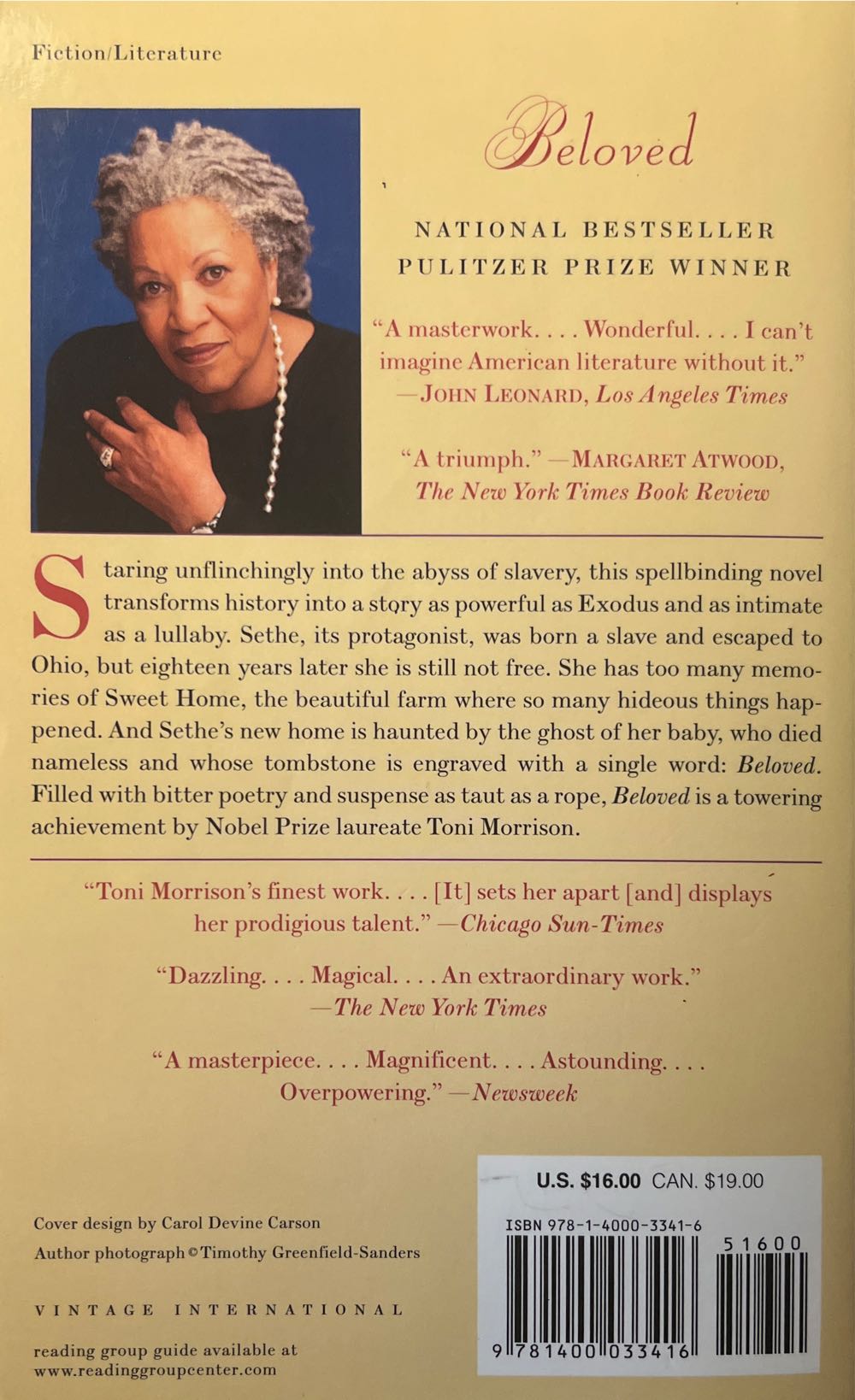 Beloved - Toni Morrison (Vintage International - Paperback) book collectible [Barcode 9781400033416] - Main Image 5