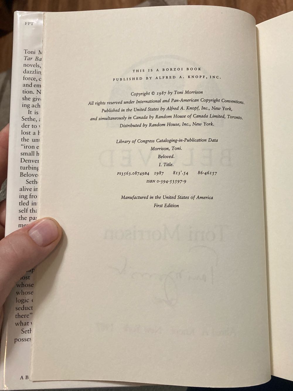 Beloved - Morrison, Toni (Alfred A. Knopf - Hardcover) book collectible - Main Image 4