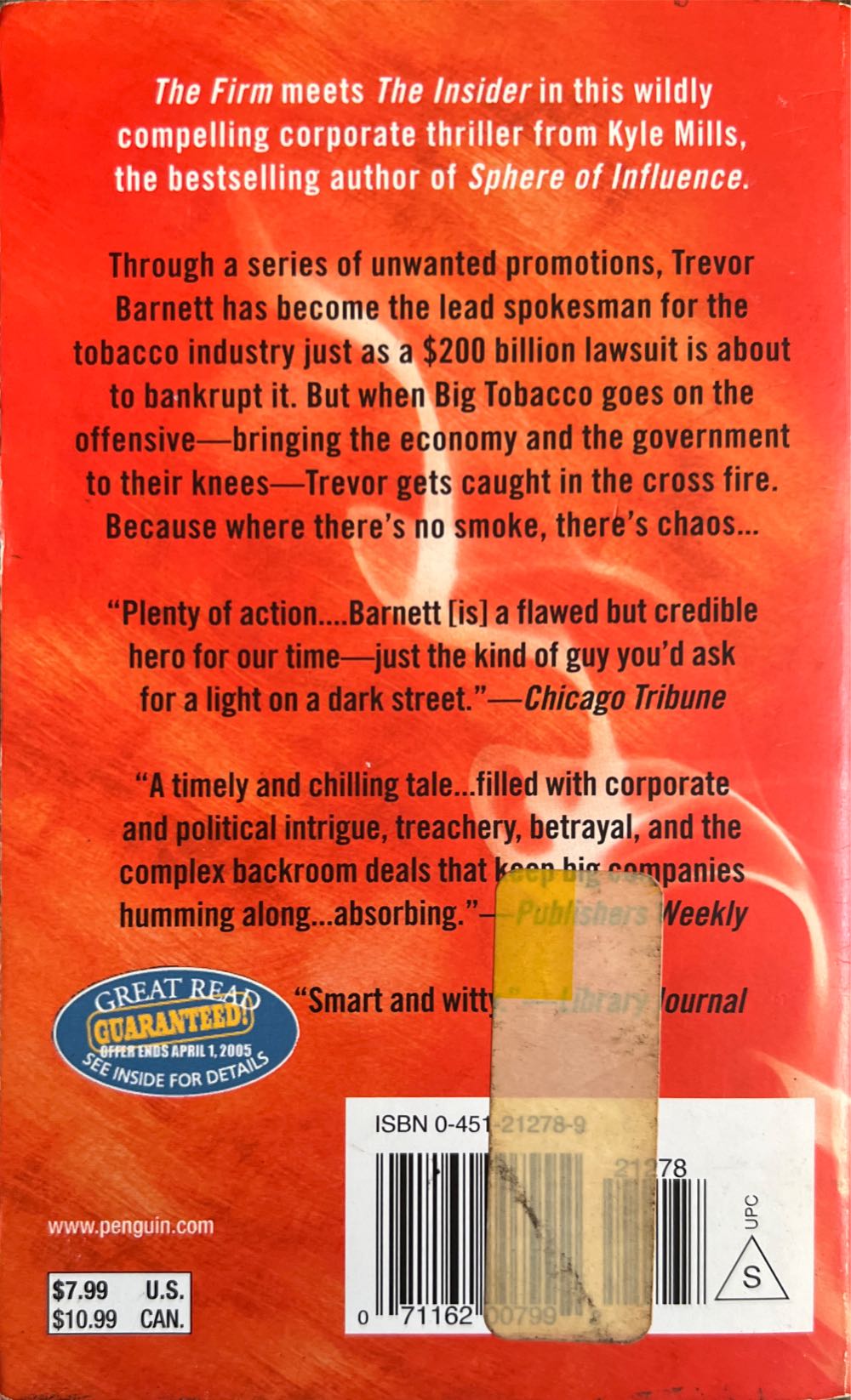 Smoke Screen - Kyle Mills (Signet - Paperback) book collectible [Barcode 9780451212788] - Main Image 2