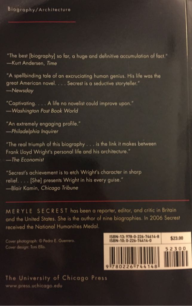 Frank Lloyd Wright - Frank Lloyd Wright (University of Chicago Press) book collectible [Barcode 9780226744148] - Main Image 2