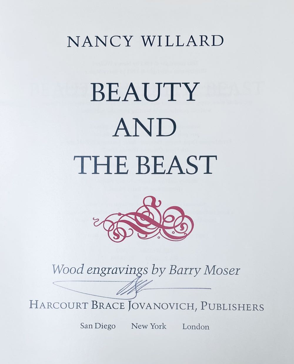 Beauty and the Beast - Barry Moser (Harcourt - Hardcover) book collectible [Barcode 9780152060527] - Main Image 2