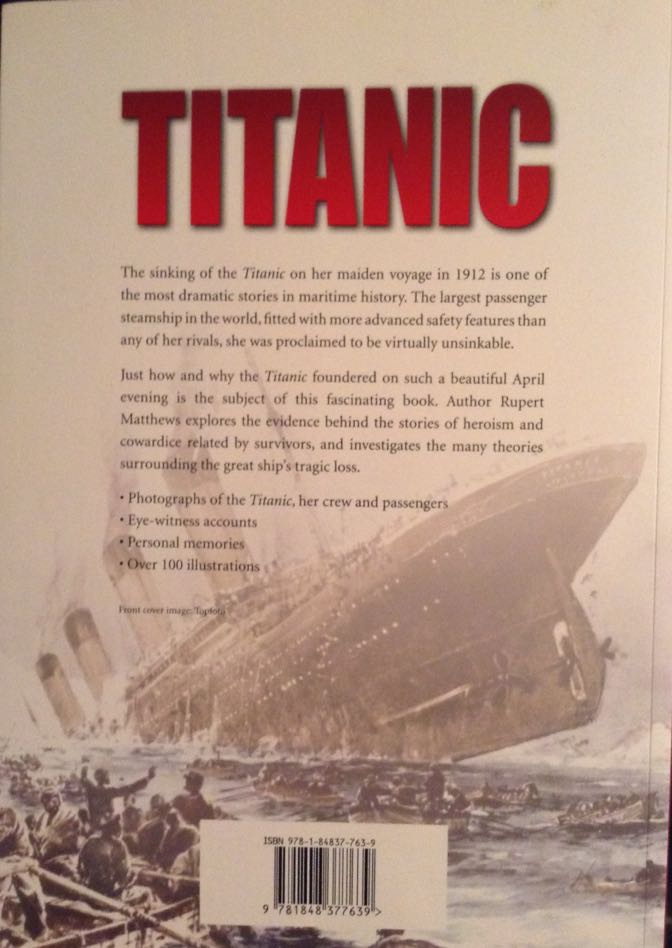 Titanic - Rupert Matthews (Arcturus - Paperback) book collectible [Barcode 9781848377639] - Main Image 2