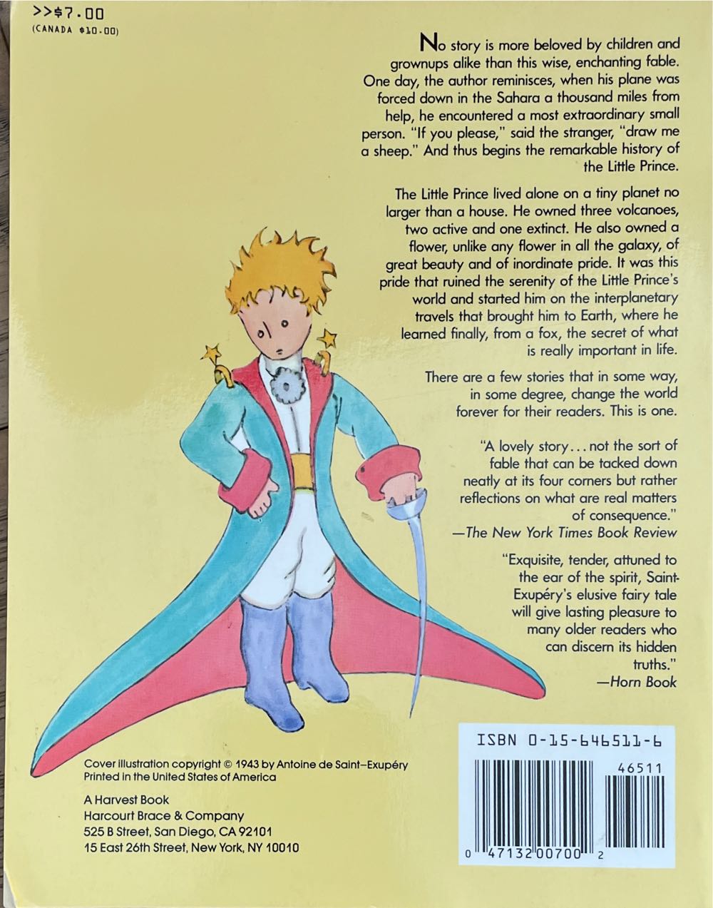 The Little Prince - Antoine de Saint-Exupéry (Harvest Books - Trade Paperback) book collectible [Barcode 9780156465113] - Main Image 2