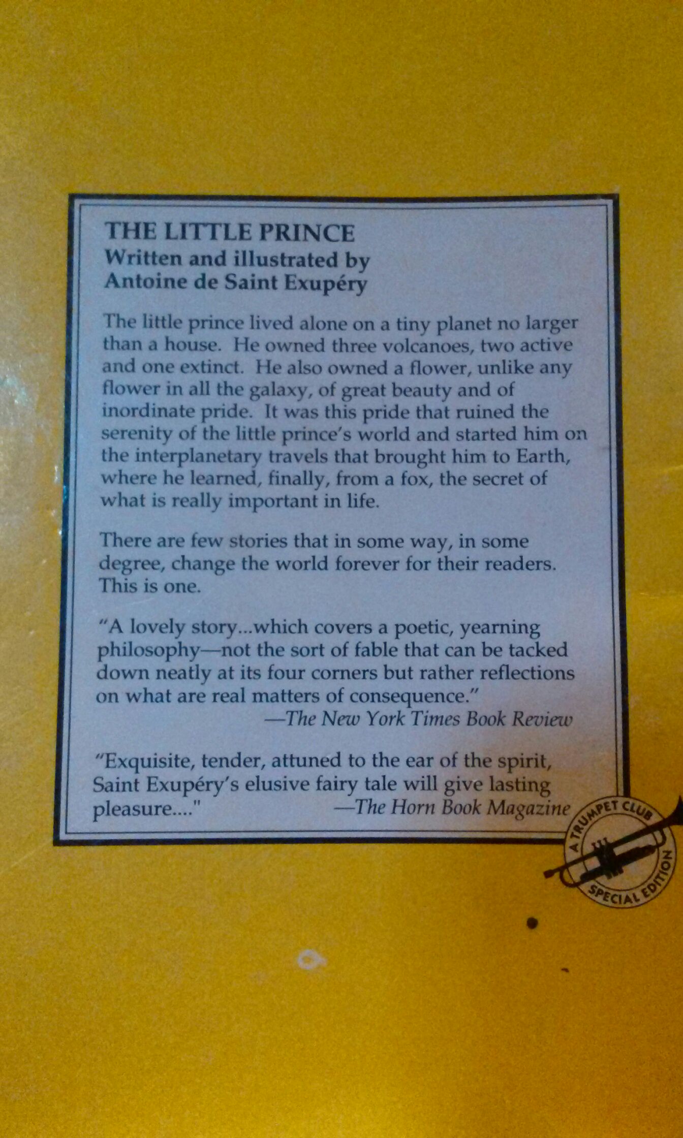 The Little Prince - Antoine de Saint-Exupéry (The Trumpet Club - Paperback) book collectible [Barcode 9780440842149] - Main Image 2