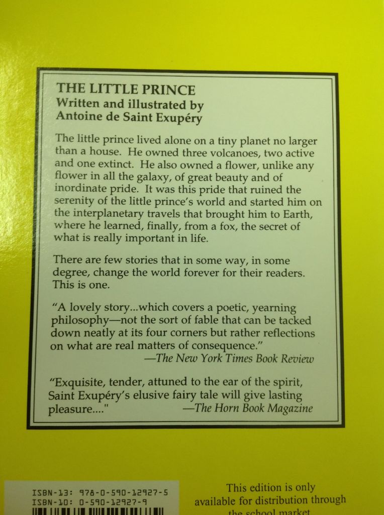 The Little Prince - Antoine de Saint-Exupéry (Scholastic, Inc. - Paperback) book collectible [Barcode 9780590129275] - Main Image 2