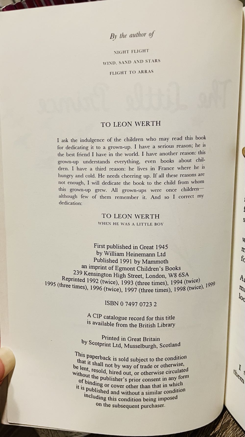 The Little Prince - Antoine de Saint-Exupéry (Mammoth - Paperback) book collectible [Barcode 9780749707231] - Main Image 3