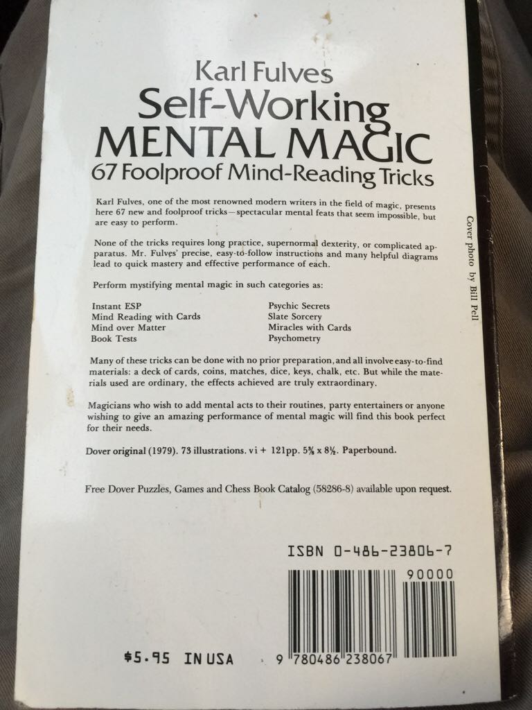 Self-working Mental Magic - Karl Fulves (- Paperback) book collectible [Barcode 9780486238067] - Main Image 2