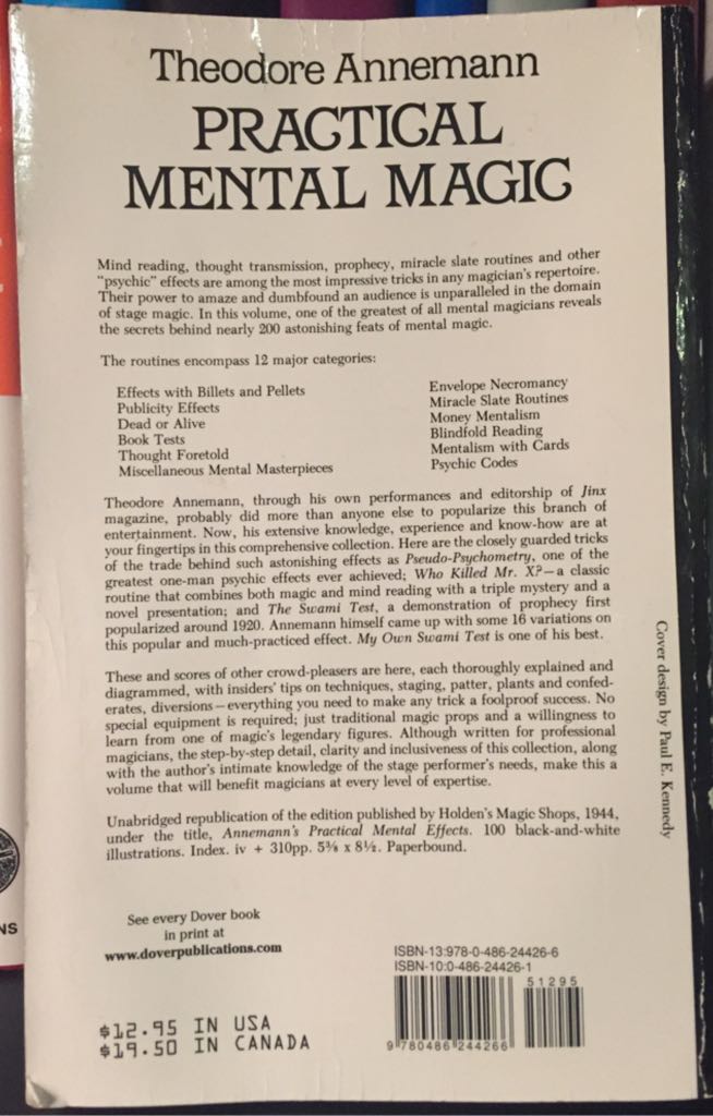 Practical Mental Magic - Theodore Anneman (Dover Publications - Paperback) book collectible [Barcode 9780486244266] - Main Image 2