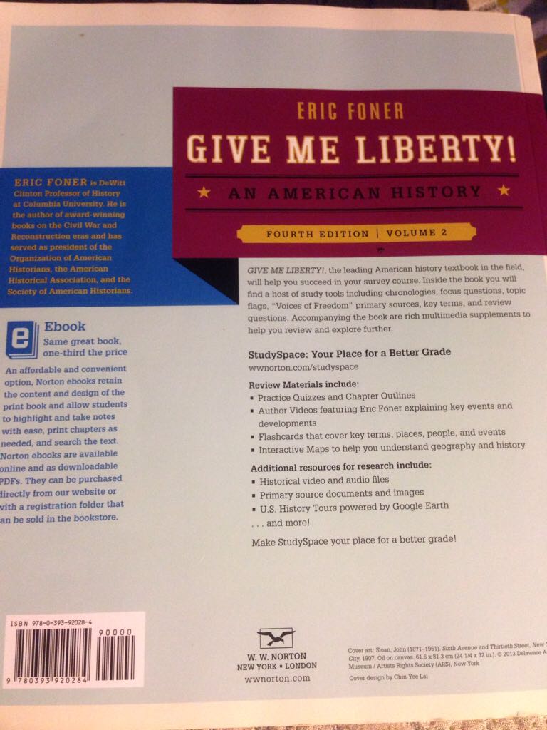 Give Me Liberty! - Eric Foner (W W Norton & Company Incorporated - Paperback) book collectible [Barcode 9780393920284] - Main Image 2