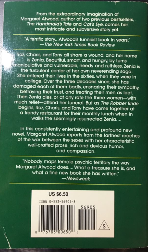 The Robber Bride - Margaret Atwood (Bantam Books - Paperback) book collectible [Barcode 9780553569056] - Main Image 2