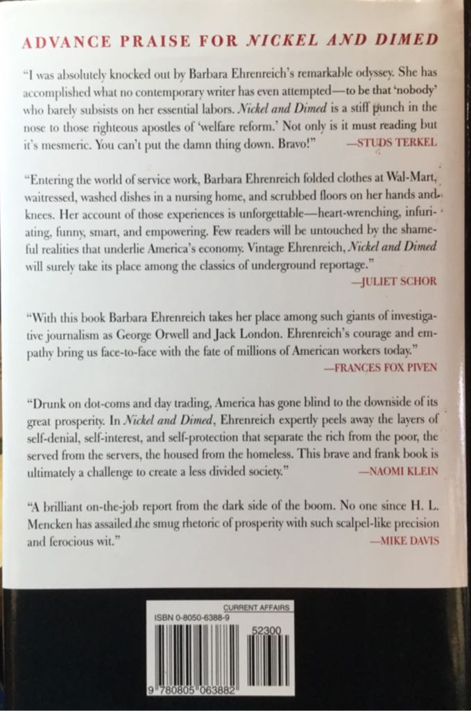 Nickel And Dimed (hard) - Barbara Ehrenreich (Macmillan - Hardcover) book collectible [Barcode 9780805063882] - Main Image 2