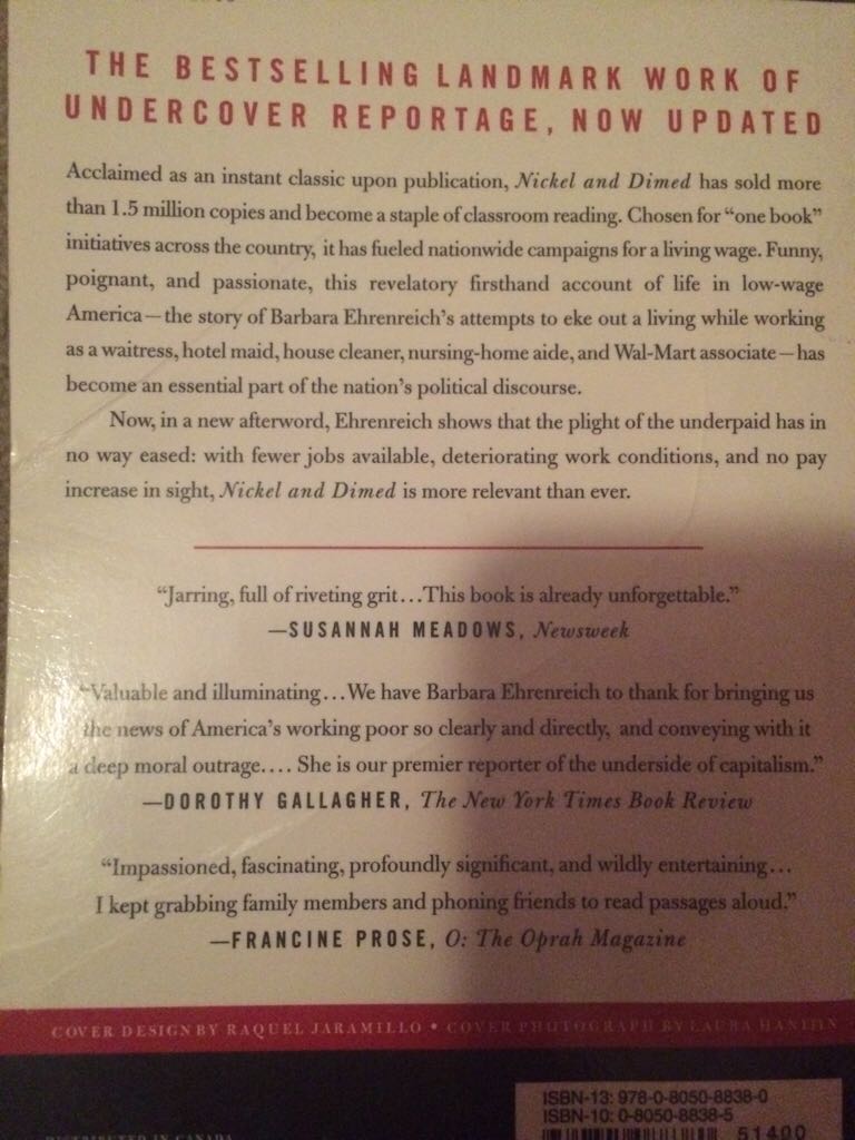 Nickel And Dimed - Barbara Ehrenreich (Holt Paperbacks - Trade Paperback) book collectible [Barcode 9780805088380] - Main Image 2