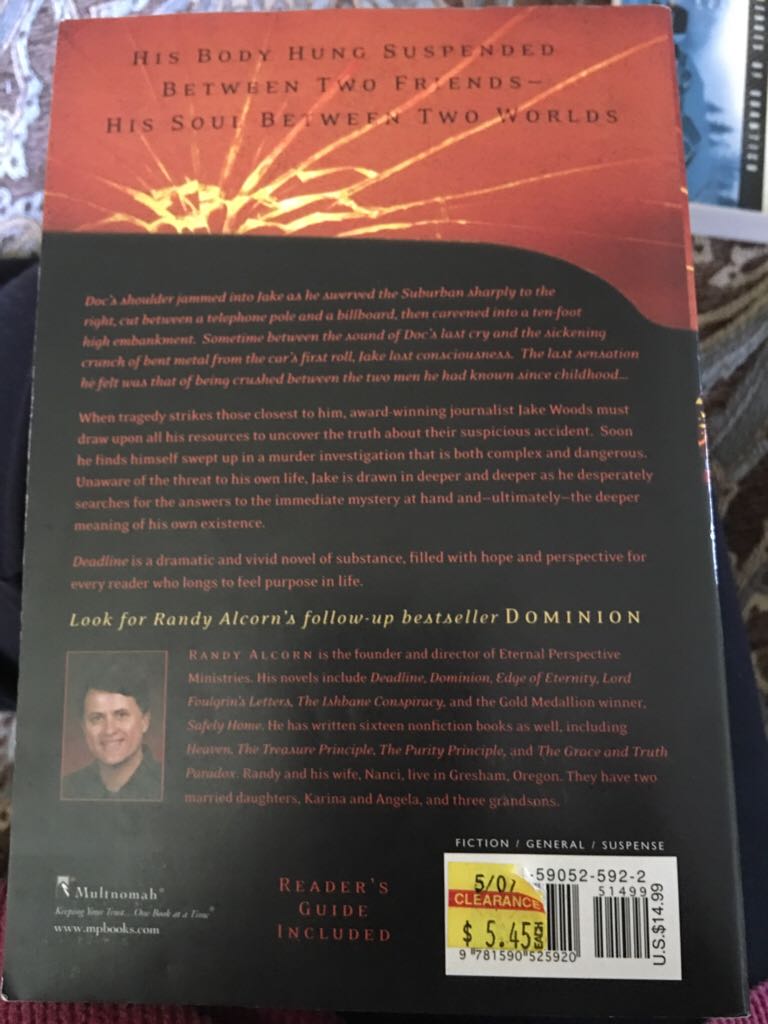 Deadline. - Randy Alcorn (Multnomah - Paperback) book collectible [Barcode 9780880708265] - Main Image 2