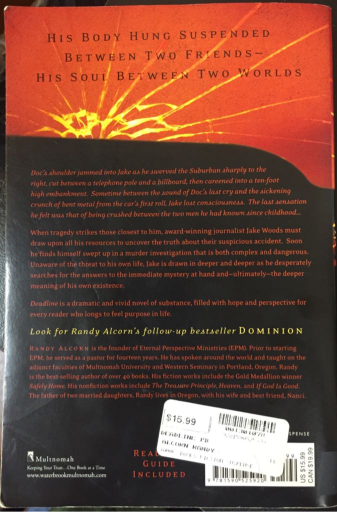 Deadline - Randy Alcorn (Multomah Publishers - Paperback) book collectible [Barcode 9781590525920] - Main Image 2