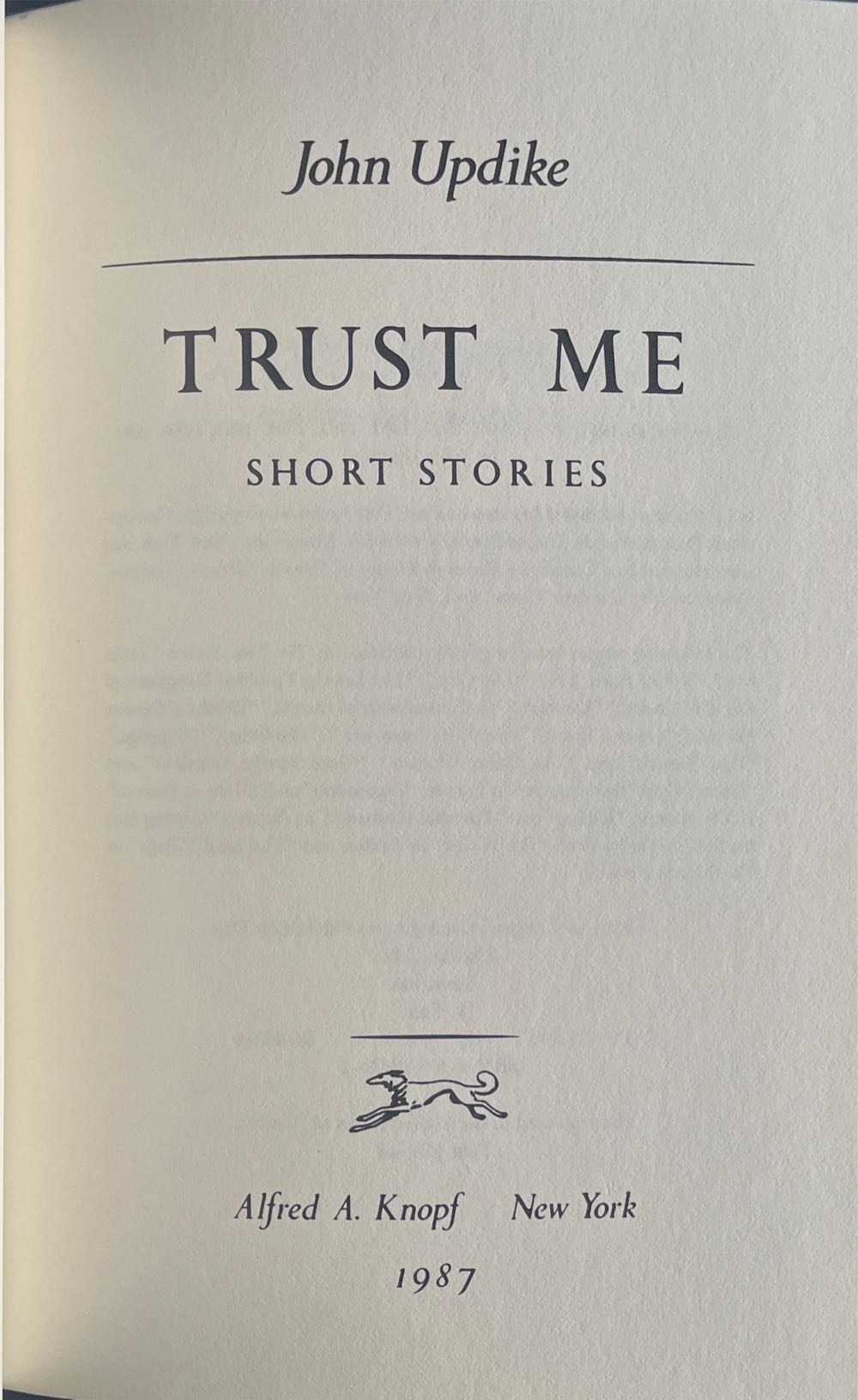 Trust Me - John Updike (Alfred A. Knopf - Hardcover) book collectible - Main Image 4