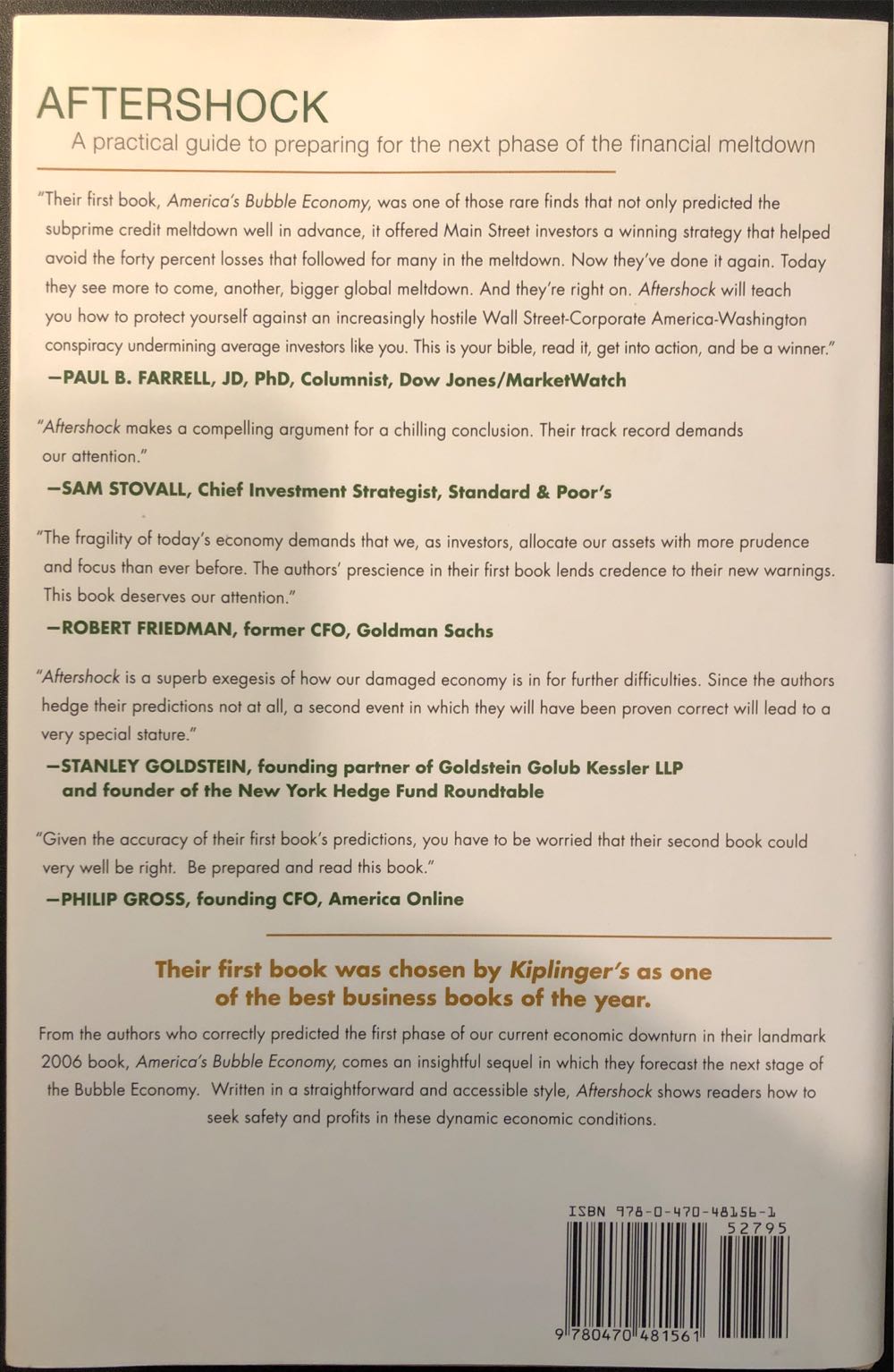 Aftershock - David Wiedemer (Wiley - Hardcover) book collectible [Barcode 9780470481561] - Main Image 2